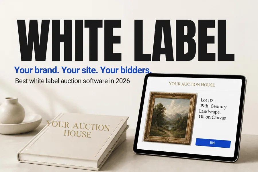 Auction catalog and tablet bidding page both branded Your Auction House