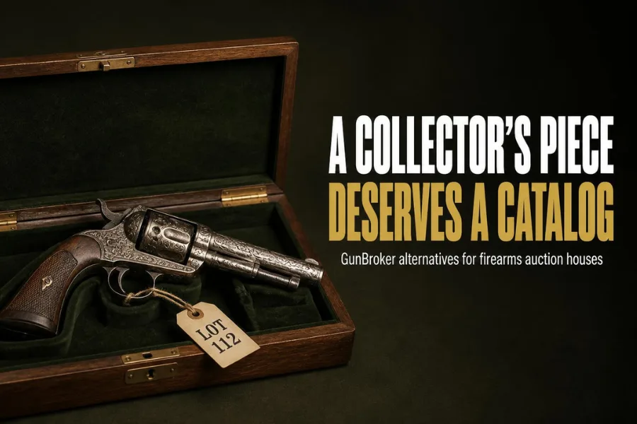 Antique engraved revolver in a presentation case with a lot tag